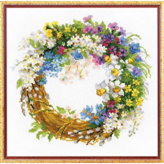 Image 1 of RIOLIS Wreath with Bird Cherry Cross Stitch Kit