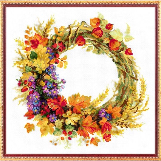 Image 1 of RIOLIS Wreath with Wheat Cross Stitch Kit