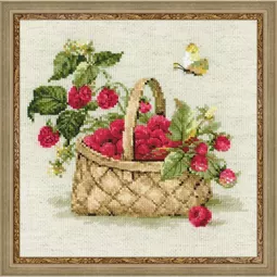 RIOLIS Basket with Raspberries Cross Stitch Kit
