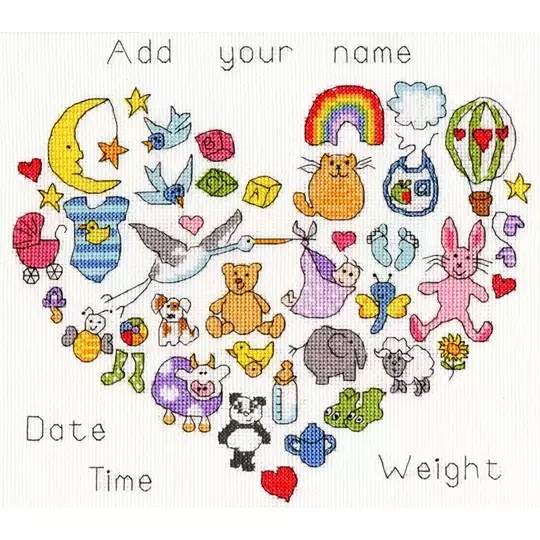Image 1 of Bothy Threads Baby Heart Cross Stitch Kit