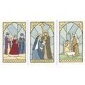 Image of Heritage Stained Glasss - Set 3 Christmas Card Making Christmas Cross Stitch Kit