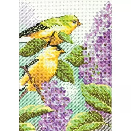Image 1 of Dimensions Goldfinches and Lilacs Cross Stitch Kit