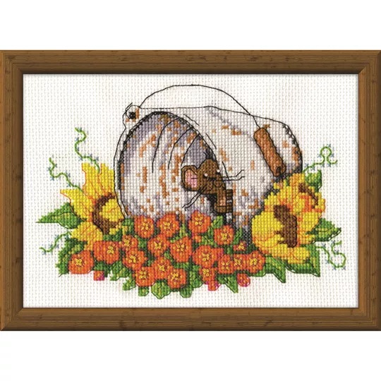 Image 1 of Design Works Crafts Bucket Mouse Cross Stitch Kit