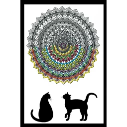 Design Works Crafts Zenbroidery Printed Fabric - Cat Mandala Embroidery