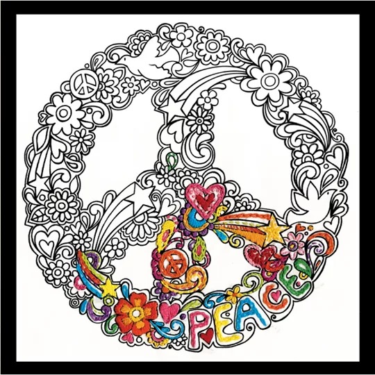 Image 1 of Design Works Crafts Zenbroidery Printed Fabric - Peace Embroidery