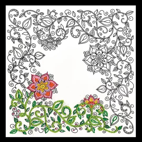 Image 1 of Design Works Crafts Zenbroidery Printed Fabric - Garden Embroidery