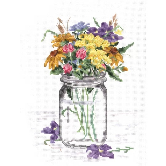Image 1 of Janlynn Wildflower Jar Cross Stitch Kit