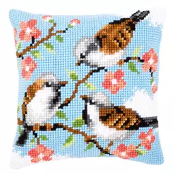 Vervaco Birds Between Flowers Cushion Cross Stitch Kit