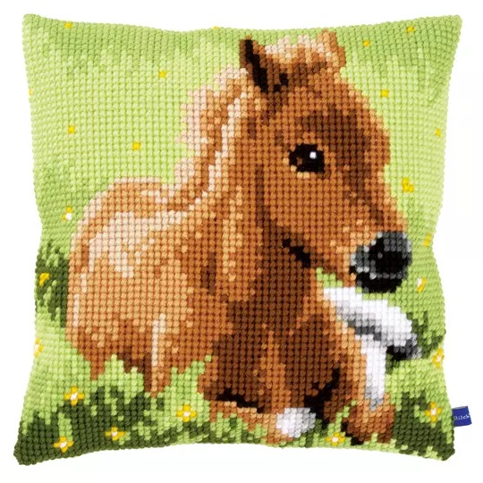 Image 1 of Vervaco Brown Foal Cushion Cross Stitch Kit