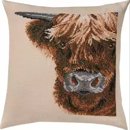 Permin Highland Cow Cushion Cross Stitch Kit