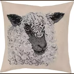 Permin Grey Sheep Cushion Cross Stitch Kit