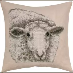 Permin White Sheep Cushion Cross Stitch Kit