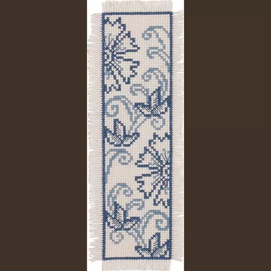 Image 1 of Permin Blue Flower Bookmark Cross Stitch Kit