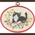 Image of Permin Black Cat in Flowers Cross Stitch Kit