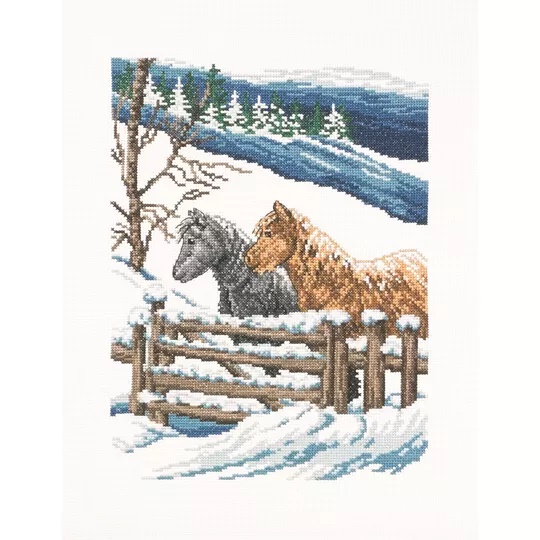 Image 1 of Permin Winter Horses Cross Stitch Kit