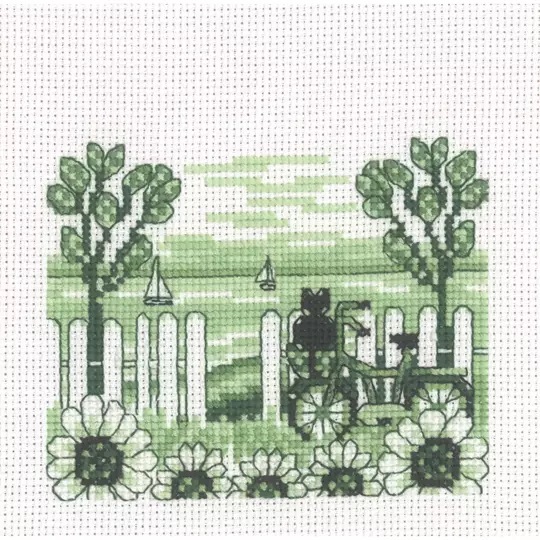 Image 1 of Permin Bicycle and Cat Cross Stitch Kit