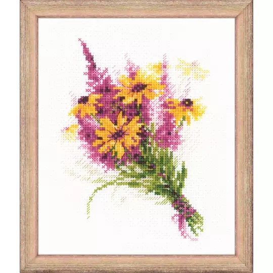 Image 1 of RIOLIS Bouquet with Coneflowers Cross Stitch Kit