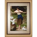 Image of Luca-S Girl Playing with Pigeons Cross Stitch Kit