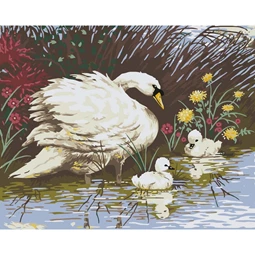 Grafitec Mother Swan and Cygnets Tapestry Canvas