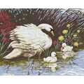 Image of Grafitec Mother Swan and Cygnets Tapestry Canvas