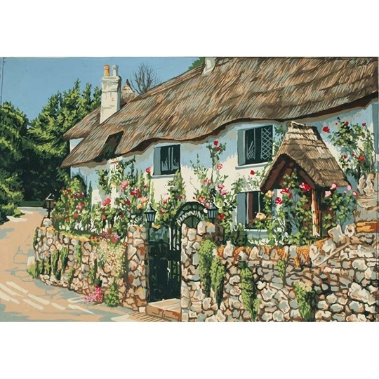 Image 1 of Grafitec Thatched Cottage Tapestry Canvas