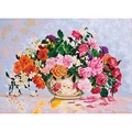 Image of Grafitec Roses in a China Bowl Tapestry Canvas
