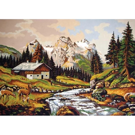 Image 1 of Grafitec Mountain Chalet Tapestry Canvas