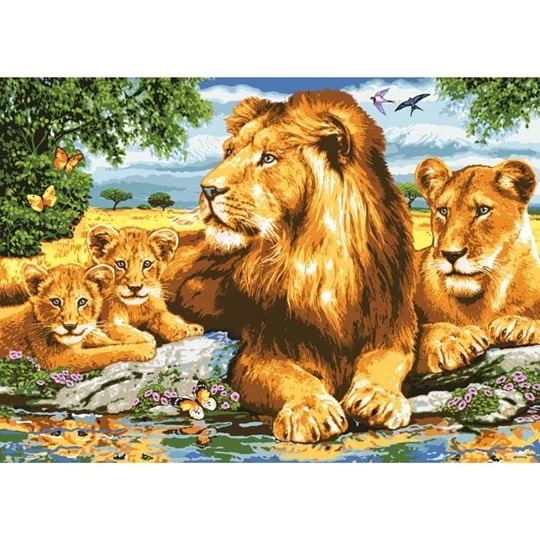 Image 1 of Grafitec Lion Family Tapestry Canvas
