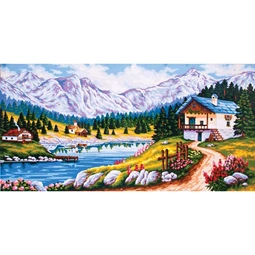 Grafitec Mountain Chalet in Spring Tapestry Canvas