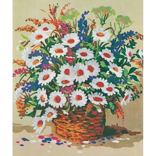 Image 1 of Grafitec Basket of Daisies Tapestry Canvas