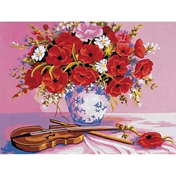 Grafitec Violin and Poppies Tapestry Canvas
