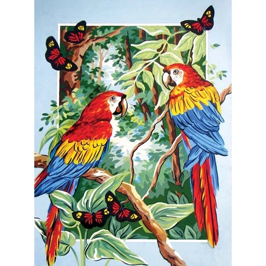 Image 1 of Grafitec Tropical Parrots Tapestry Canvas