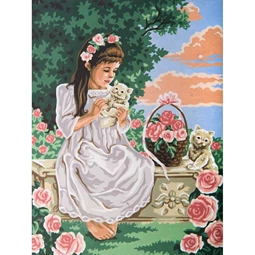Grafitec Girl and Kittens Tapestry Canvas