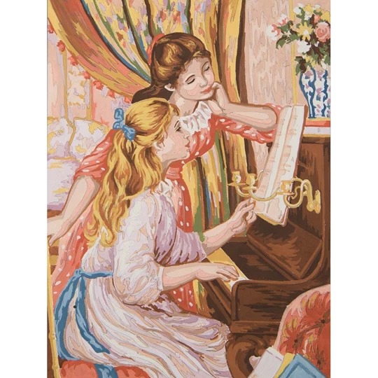 Image 1 of Grafitec Girl at the Piano Tapestry Canvas