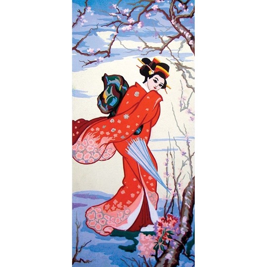 Image 1 of Grafitec Cherry Blossom Geisha Tapestry Canvas