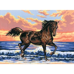 Grafitec Horse in the Waves Tapestry Canvas