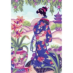 Grafitec Geisha with Fan Tapestry Canvas