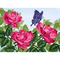 Image of Grafitec Pink Roses and Butterfly Tapestry Canvas
