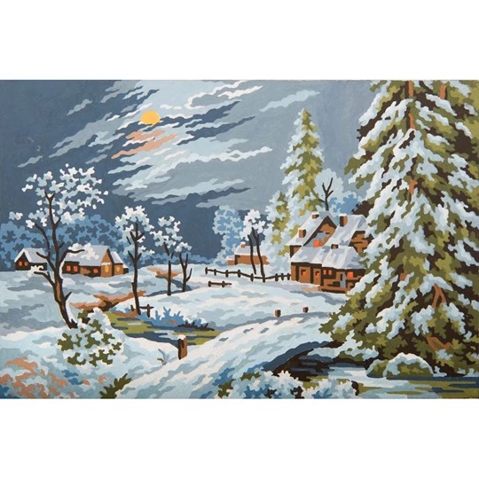 Image 1 of Grafitec Moonlight Snow Scene Tapestry Canvas