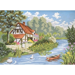 Grafitec Cottage by the Stream Tapestry Canvas