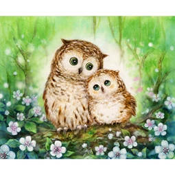 Grafitec Mother and Baby Owl Tapestry Canvas