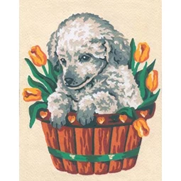 Grafitec Puppy and Tulips Tapestry Canvas