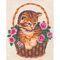 Image of Grafitec Cat in a Basket Tapestry Canvas