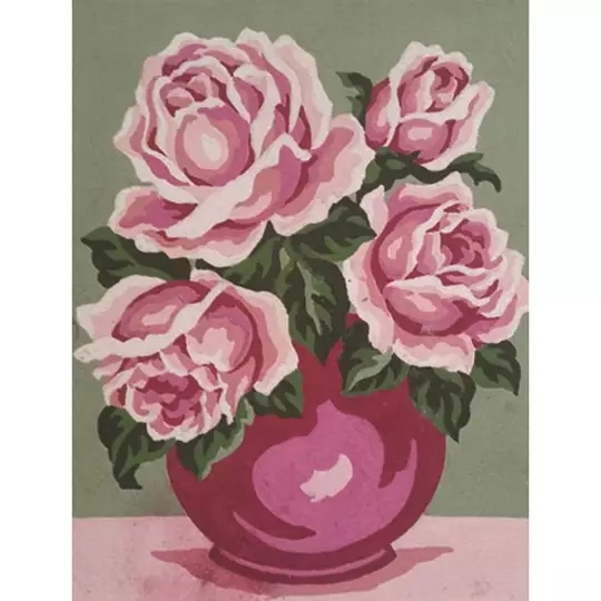 Image 1 of Grafitec Pink Rose Vase Tapestry Canvas