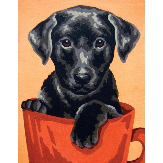 Image 1 of Grafitec Puppy in a Cup Tapestry Canvas