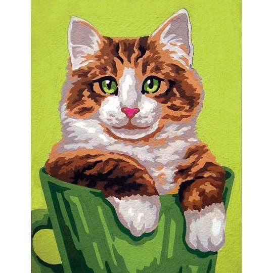 Image 1 of Grafitec Kitten in a Cup Tapestry Canvas