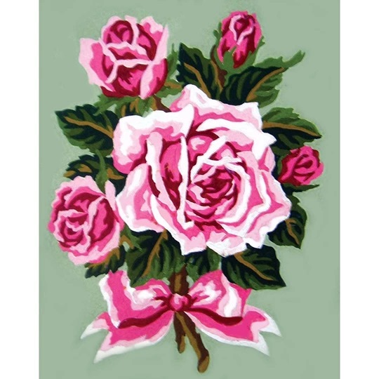 Image 1 of Grafitec Roses Tied with a Bow Tapestry Canvas