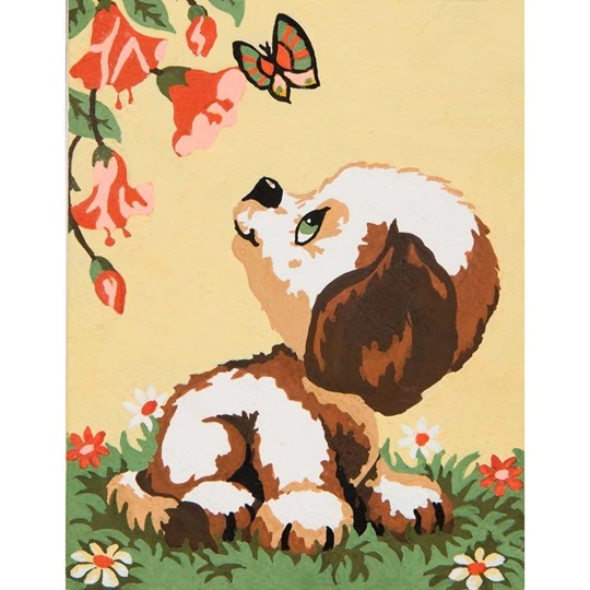 Image 1 of Grafitec Puppy and Butterfly Tapestry Canvas