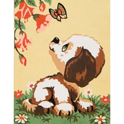 Grafitec Puppy and Butterfly Tapestry Canvas