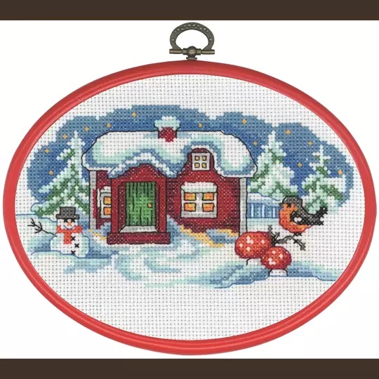 Image 1 of Permin Snowman and Bullfinch Christmas Cross Stitch Kit